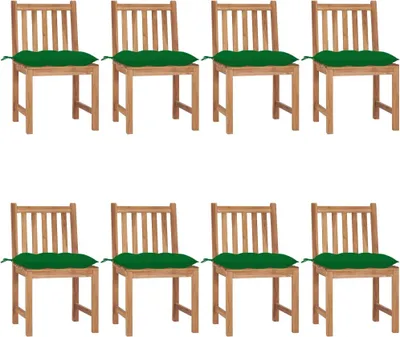 Produktbild von Gartenstühle 8 Stk. mit Kissen Massivholz Teak