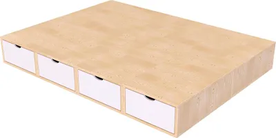 Produktbild von Doppelbett mit stauraum Cube - 140x200 - Naturlack/Weiß