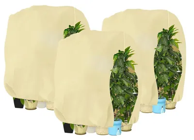 Image de Protection hivernale pour plantes : housse de protection, couleur beige, 160 x 240 cm, lot de 3