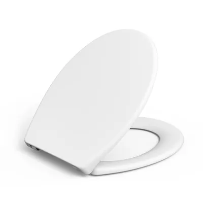 Produktbild von WC-Sitz mit Absenkautomatik Scharnier Edelstahl für runde (Standard-)Toiletten, weiß
