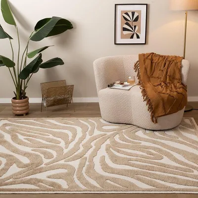 Zdjęcie produktu dla Volero - Dywan do prania w pralce - Dunya Zebra Beżowy/Biały - 160x230 cm