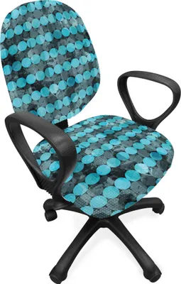 Produktbild von ABAKUHAUS Grunge Bürostuhl Schonbezug, Zeitgenössische Kunst Dots, dekorative Schutzhülle aus Stretchgewebe, Blassblau Grau