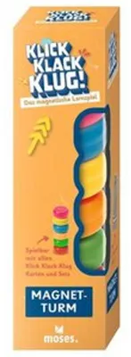 Produktbild von Klick Klack Klug Magnetturm Lernspielzeug Stapelspiel Neon-Look mit Baumwoll-Beutel