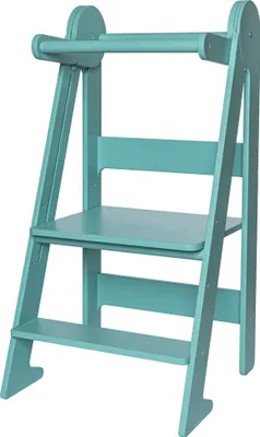 Produktbild von TOYBOX Lernturm Klappbar, Lernturm für Kinder, Höchste Sicherheit, Montessori Lernturm ab 1 Jahr, Küchenhelfer und Learning Tower (Tiffany)
