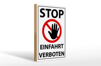 Produktbild von Holzschild  Hinweis Stop Einfahrt verboten, 30 x 20 cm, Holzschilder Achtung Widerrechtlich