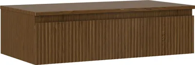 Produktbild von Mexen Rivel Badezimmer-Unterschrank 90 cm mit Arbeitsplatte, 1 Schublade, geriffelt, Nuss - 91A20-09023-1-BFC86