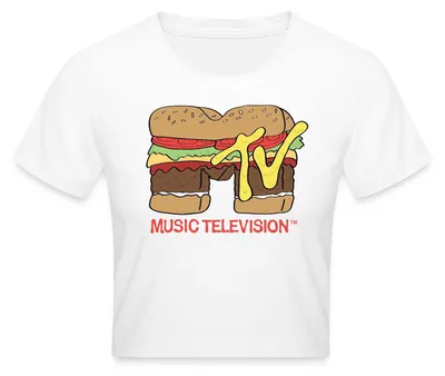 Produktbild von Spreadshirt MTV Music Television Burger-Logo Crop Top, M, Weiß