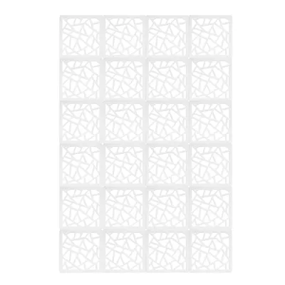 A grid of white decorative panels with a hollow, abstract pattern.