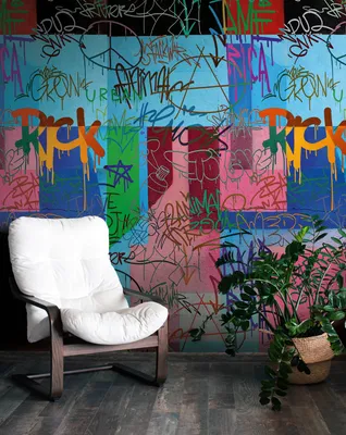 Produktbild von Livingwalls Fototapete Graffiti in Bunt, Blau, Pink - hochwertige Vliestapete 39