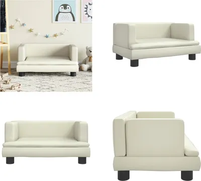 Obrázok produktu pre vidaXL Detská pohovka Creme 60x40x30 cm Koženka - Detská pohovka - Minisofa - Spielzimmersofa