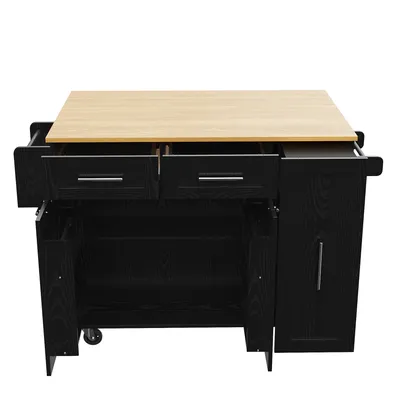 Immagine prodotto di isola da cucina okwish, credenza, mobile da cucina multifunzionale, mobile buffet, carrello da pranzo, isola da cucina con mobili funzionali allungabili, mobile contenitore, nero