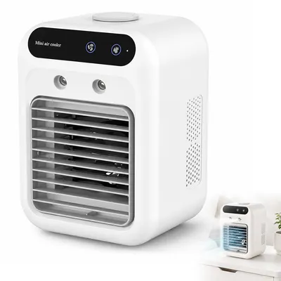 Produktbild von 2in1 Desktop Luftkühler  mit Befeuchtung, Touch Bedienung, 2 Stufen, leise unter 36dB, tragbarer Mini Klimagerät für Zuhause & Büro