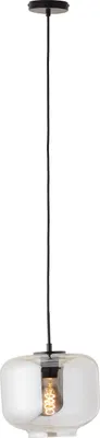 Produktbild von BRILLIANT höhenverstellbare Hängelampe | elegante Pendelleuchte mit Rauchglas Schirm | E27 Fassung max. 40 W | 185 cm Höhe & Ø 25 cm | Glas/Metall | Schwarz/Rauchglas