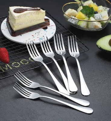 Set von 6 Edelstahl Essgabeln, langlebige Tischgabeln mit Spiegeloberfläche