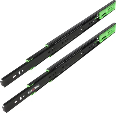 Immagine prodotto di KOTARBAU® Guide per cassetti 450 mm Guide per cassetti Push to Open in acciaio Nero Sistema di guide per cassetti ad alta resistenza Guide estraibili Guide di scorrimento