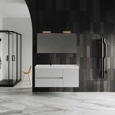 Immagine prodotto di Mobile bagno sospeso 120cm bianco opaco cannettato | Cortina