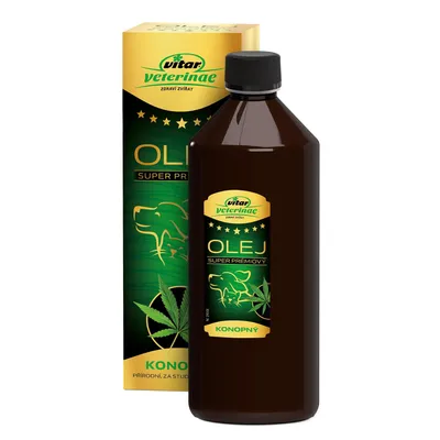 Produktbild von VITAR Veterinae Hanföl 1000 ml Omega 3 6 Hunde Katzen Gesundheit
