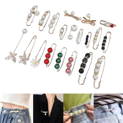Immagine prodotto di 20 pezzi pantaloni vita clip moda perla spilla abbigliamento radiazioni spille di sicurezza per collari cappelli borse maglioni