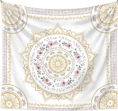 Produktbild von Skicovaný kvetinový gobelín, Mandala Flower Boho Wall Hanging, Bramble Hippie gobelín do spálne, obývačky, internátu, domácej dekorácie (230 cm x 180 cm, farba 11)