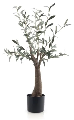Produktbild von Meisterhome Olivenbaum Kunstpflanze 85 cm – Künstlicher Olivenbaum realistisch – Mediterrane Deko Pflanze mit Oliven im Topf – für Wohnzimmer
