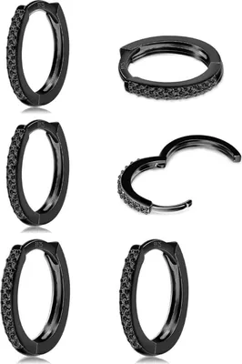 Produktbild von Silber 925 Creolen Set Damen Herren Mädchen 8/10/12mm Gold Ohrschmuck Zirkonia