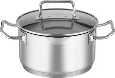 Produktbild von RÖSLE Kochtopf Expertiso Serie, Edelstahl satiniert, Silber, Ø 20 cm, 18 cm hoch, 21,5x29,5 cm, 3,4 L Volumen, mit Deckel, Induktions- & Backofenfest, Sandwichboden, 1,3 kg