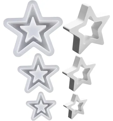 Produktbild von 3-teiliges Silikon-Weihnachtsformenset, Sternformen, Kerzenformen, Gipsformen zum Gießen, Bastelprojekte