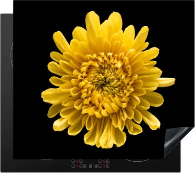 Produktbild von KitchenYeah© Herdabdeckplatte Chrysantheme - Blume - Gelb , 59x51cm, Küche Deko, Glaskeramikkochfeld Herdabdeckung, Abdeckplatte fùr Kochfeld