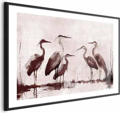 Produktbild von Posterpapier Poster - Herons Painted in Ink 90x60 cm Tiere g-C-10146-ao-a