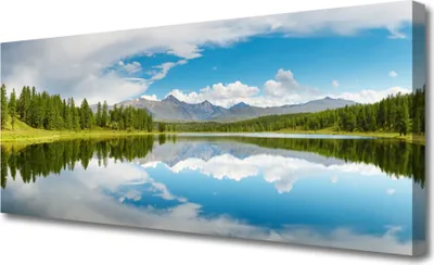 Produktbild von Tulup Leinwand-Bilder 125x50 Wandbild Canvas Kunstdruck Wald See Landschaft