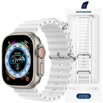 Produktbild von Dux Ducis Uhrenarmband 8 / 7 / 6 / 5 / 4 / 3 / 2 / Se (45 / 44 / 42Mm) Silikonarmband Weiss (Oceanwave Version)