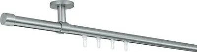 Produktbild von SN Deco Gardinenstange Innenlauf Brest, 19 mm, 1-läufig, Stahl, Komplett-Set mit Ringen, Profildeckentrager, 480 cm, chrom matt