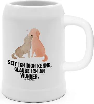 Produktbild von Mr. & Mrs. Panda Krug Hunde Liebe - Weiß - Geschenk, Optimitisch, Vertrauen, Herz, Kuscheln, Tonkrug, Bier Seidel, Hund, Trinkkrug, Hunderasse, Humpen
