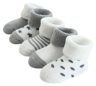 Produktbild von FedMois 5er Pack Baby Wintersocken dicke Thermosocken Baumwolle Gefüttert, Grau,