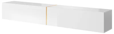 Image de Selsey Table TV BISIRA - Tableau TV en blanc avec insert doré - largeur 200 cm - suspendue