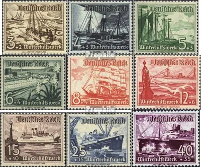 Produktbild von Briefmarken Deutsches Reich 1937 Mi 651-659 (kompl.Ausg.) mit Falz Winterhilfswerk: Schiffe