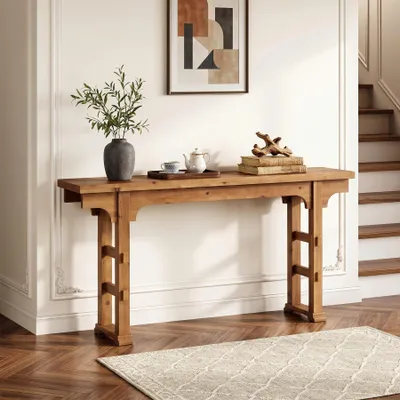 Produktbild von 160 cm Konsolentisch aus Massivholz, Landhausstil, für den Eingangsbereich hinter der Couch | Lange Ablagefläche für Sofas im Eingangsbereich