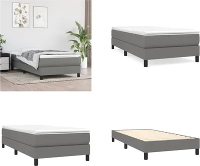 Immagine prodotto di vidaXL Letto boxspring con materasso in tessuto grigio scuro 90x200 cm - Letto boxspring - Boxspringbetten - Bett - Schlafzimmermöbel