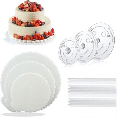 Produktbild von Famanu Tortenständer Set - 3 Tortenplatten und 9 Tortenplug-Stangen