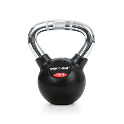 Produktbild von Sport-Thieme Kettlebell "Gummiert mit gerändeltem Chrom-Griff", 4 kg