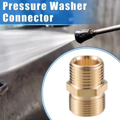 Image de Connecteur pour Nettoyeur Haute Pression, Adaptateur M22x1.5 vers G1/2" Mâle en Laiton pour Tuyau de Raccordement Universel pour Nettoyeur Haute Pression, Couleur Cuivre en Laiton