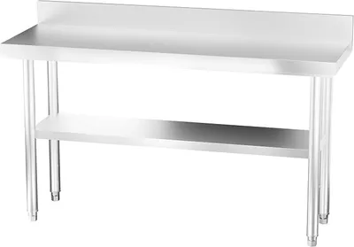 Produktbild von Edelstahl Arbeitstisch mit Zwischenbord Profi Gastro Küchentisch Edelstahltisch Zerlegetisch Tisch mit Aufkantung (150 x 50 x 85 cm)