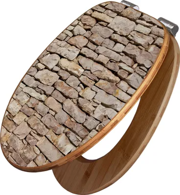 Produktbild von banjado Design WC Sitz Bambus Absenkautomatik -Stadtmauer - Toilettendeckel mit Absenkautomatik Holz/hochwertiger Bambus Klodeckel/WC-Sitz für alle gängigen Toiletten [TDB2 10428]