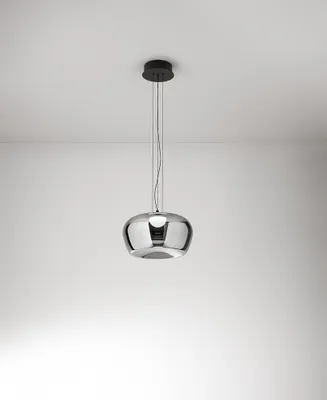 Immagine prodotto di Lampada a Sospensione LED 20W in Vetro Specchiato Fumè e Struttura Nero Opaco D.38cm - Design Moderno ed Elegante per Interni - Perenz