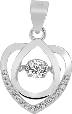 Produktbild von 925/- Echt Silber Anhänger "Lira", Herz mit Zirkonia, rhodiniert oder vergoldet