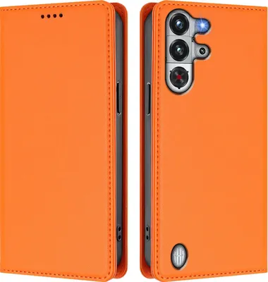 Produktbild von Handyhülle für ZTE nubia RedMagic 10 Pro, Kunstleder Klapphülle Stoßfeste Magnetische Hülle mit Ständer Orange