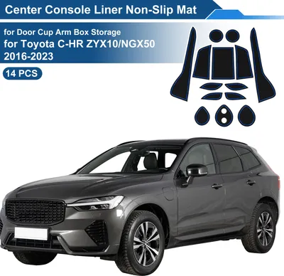 Image de Tapis Antidérapant Pour Toyota C-Hr Zyx10/Ngx50 2016-2023, Rainure De Porte, Protection De Porte, Pvc, Tapis De Rangement, Bleu, 14 Pièces