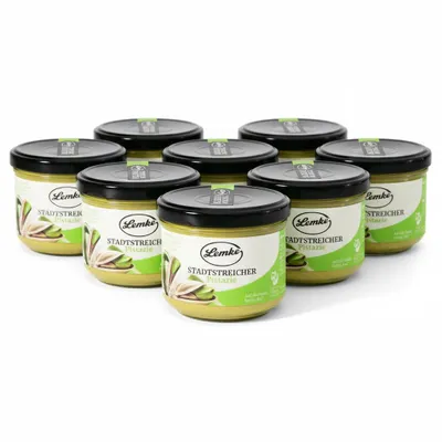 Produktbild von Lemke Stadtstreicher Pistaziencreme 8 x 250g | Cremiger Pistazienaufstrich – Feinster Geschmack aus 18% Pistazien