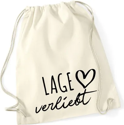 Produktbild von Huuraa Turnbeutel Lage verliebt 12 Liter Natural Baumwolle Rucksack Geschenkidee