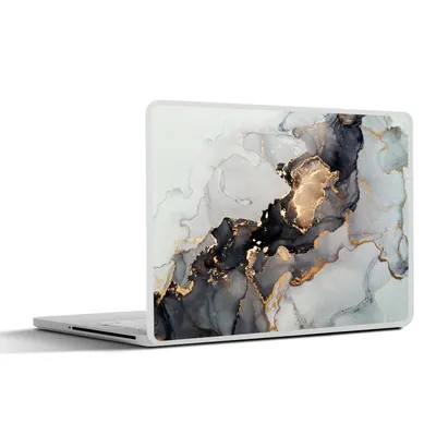 Produktbild von MuchoWow® Laptop Aufkleber Sticker Cover Schwarz - Marmor - Luxus - Gold 31x22.5 cm - Laptop-Deko